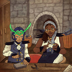 Two Shaded Half bodies with Complex Background 60$ USD